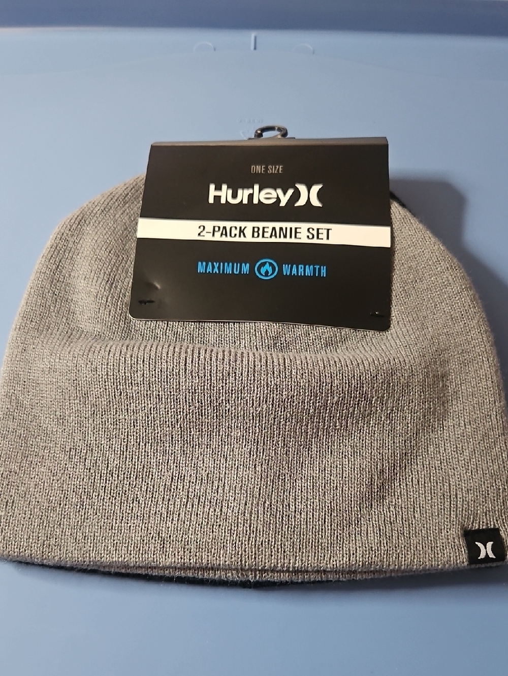 HURLEY MEN'S 2 PACK BEANIE SET: BLACK/GRAY: NEW WITH TAGS: ONE SIZE